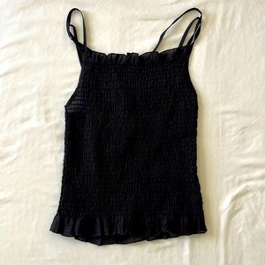 ASOS DESIGN shirred sun top with cross back detail in black